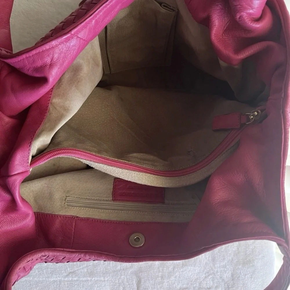 🩷 LALO LARGE Pink HAND Woven NAPA LEATHER HANDBAG / Vintage🩷